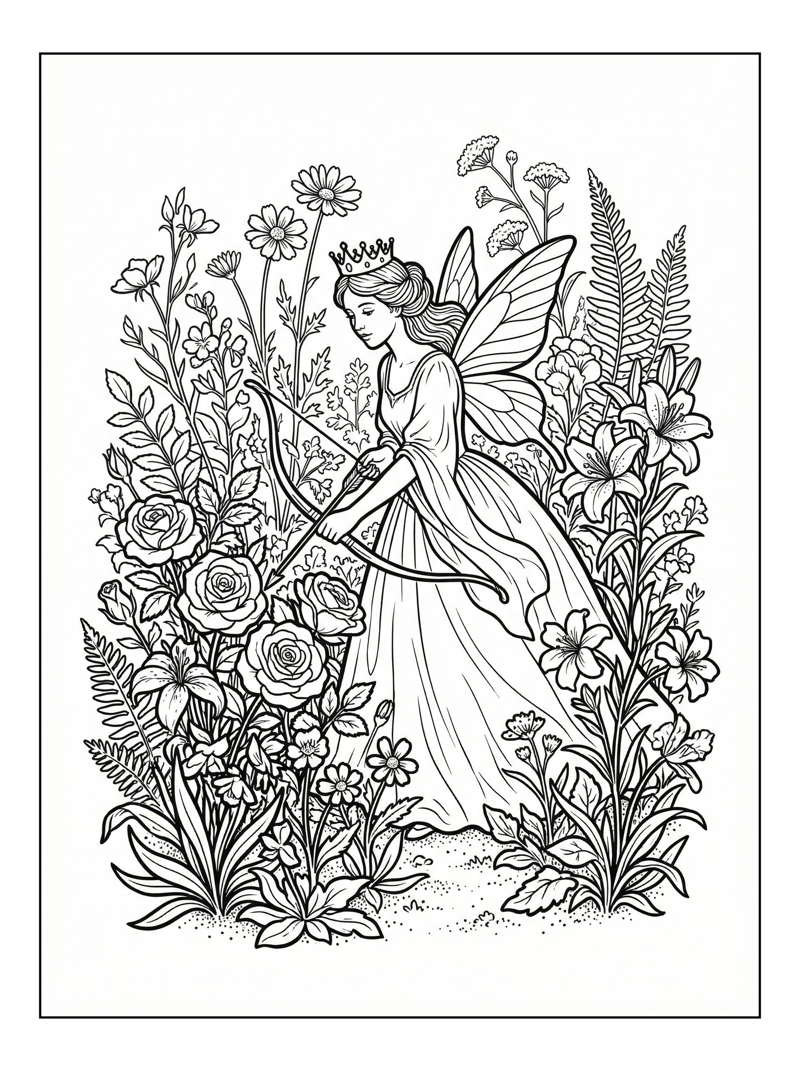 Fairy Princess Aiming In Flower Garden