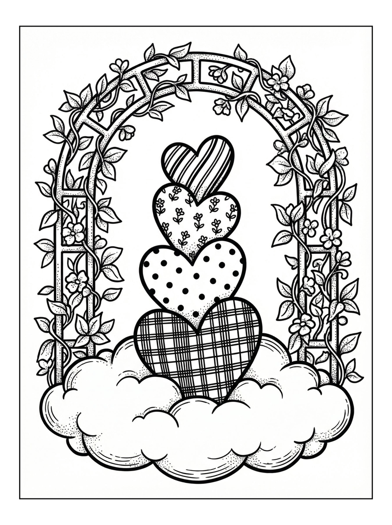 Hearts Stacked On Cloud Trellis