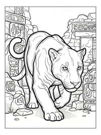 Black Panther Walks Among Mayan Ruins