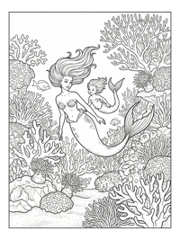 Mermaid Mother Child Floating Reef