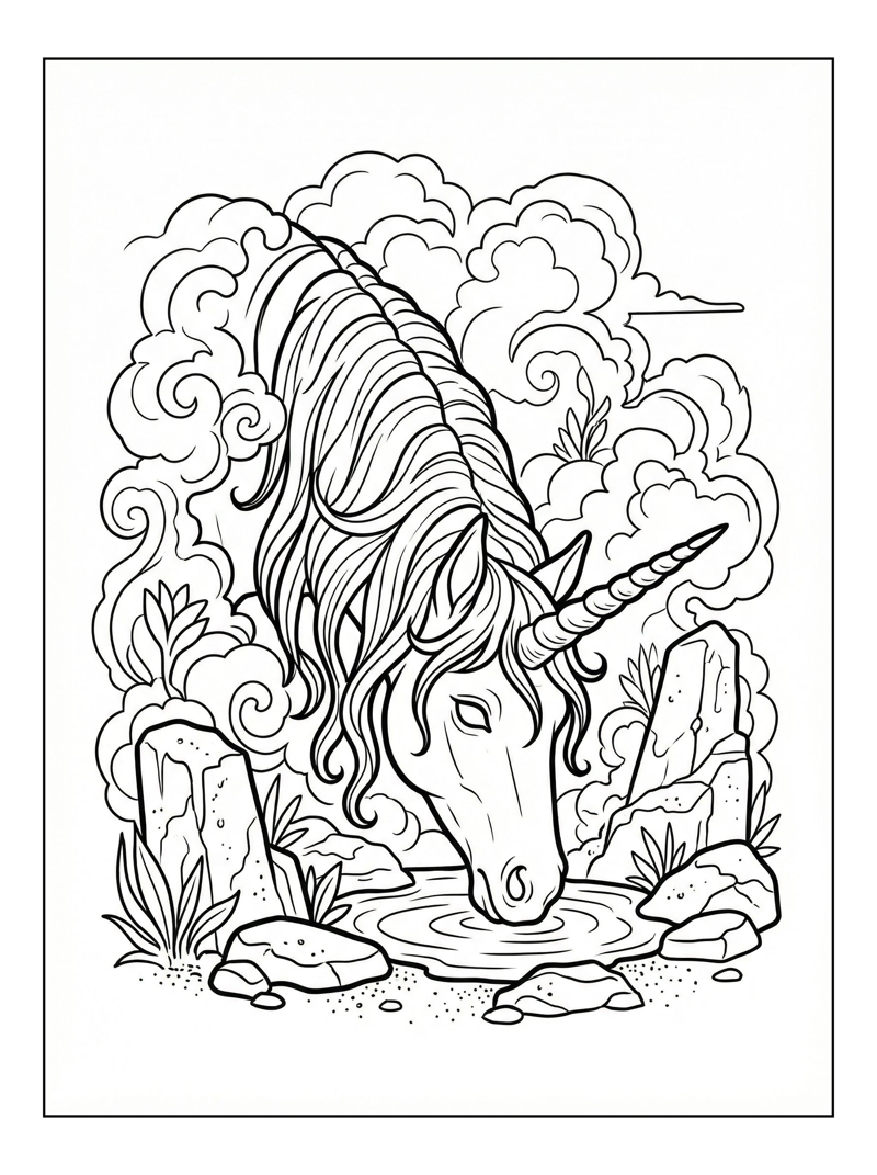 Unicorn Drinking In Cloud Kingdom