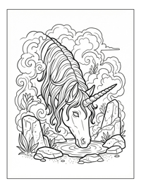 Unicorn Drinking In Cloud Kingdom