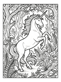 Unicorn Leaping In Enchanted Forest