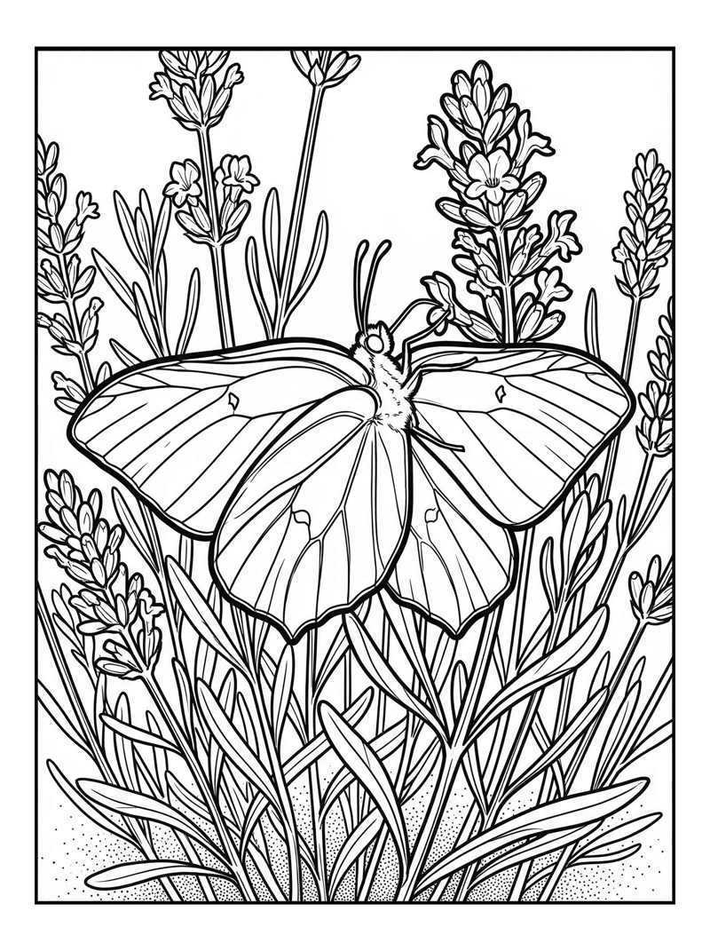 Sulphur Butterfly Sipping Nectar Lavender Field