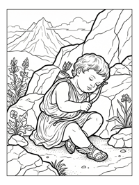 Toddler Cupid Resting By Mount Olympus
