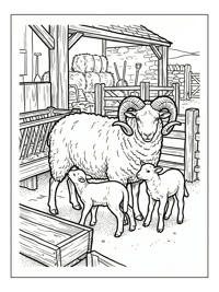 Jacob Sheep Nursing Lambs Farmyard
