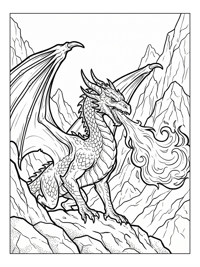 Western Dragon Breathing Fire Mountain Peak