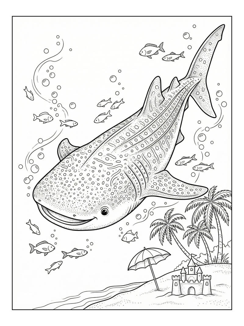 Whale Shark Swims Near Sandy Beach