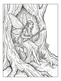 Woodland Fairy Sitting In Hollow Tree