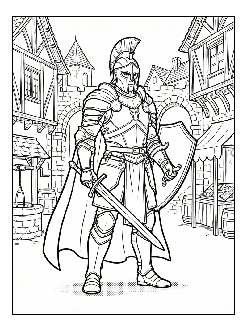 Paladin Knight Guarding Village Square
