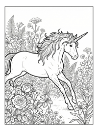 Unicorn Leaping In Flower Garden