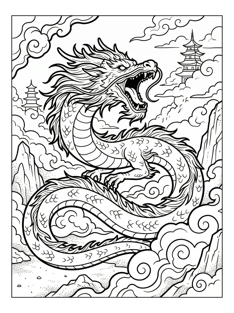 Eastern Dragon Roaring In Cloud Kingdom