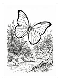 Blue Morpho Butterfly Fluttering Over River