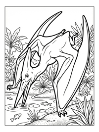 Pterodactyl Fishing In Tropical Lagoon