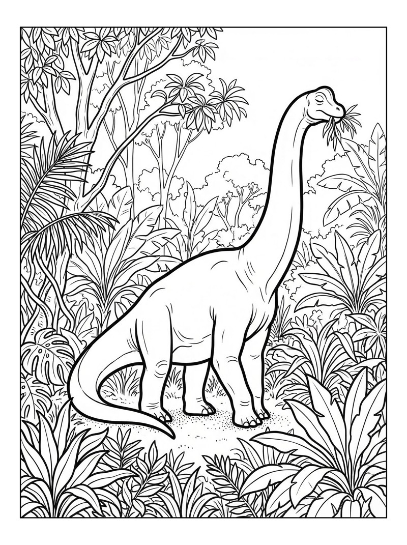 Brachiosaurus Grazing In Jungle