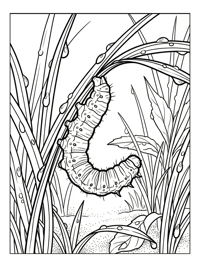 Cabbage White Caterpillar On Dewy Grass