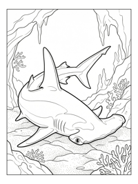 Hammerhead Shark Resting In Underwater Cave