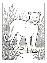Black Panther Standing In Tall Grass