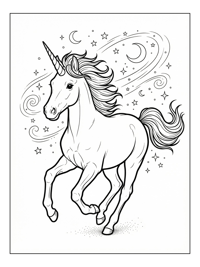 Baby Unicorn Galloping Starry Night Sky