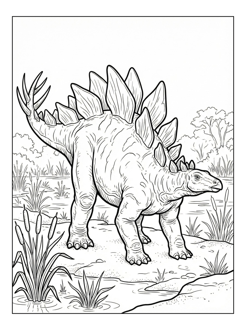 Stegosaurus Standing In Marsh