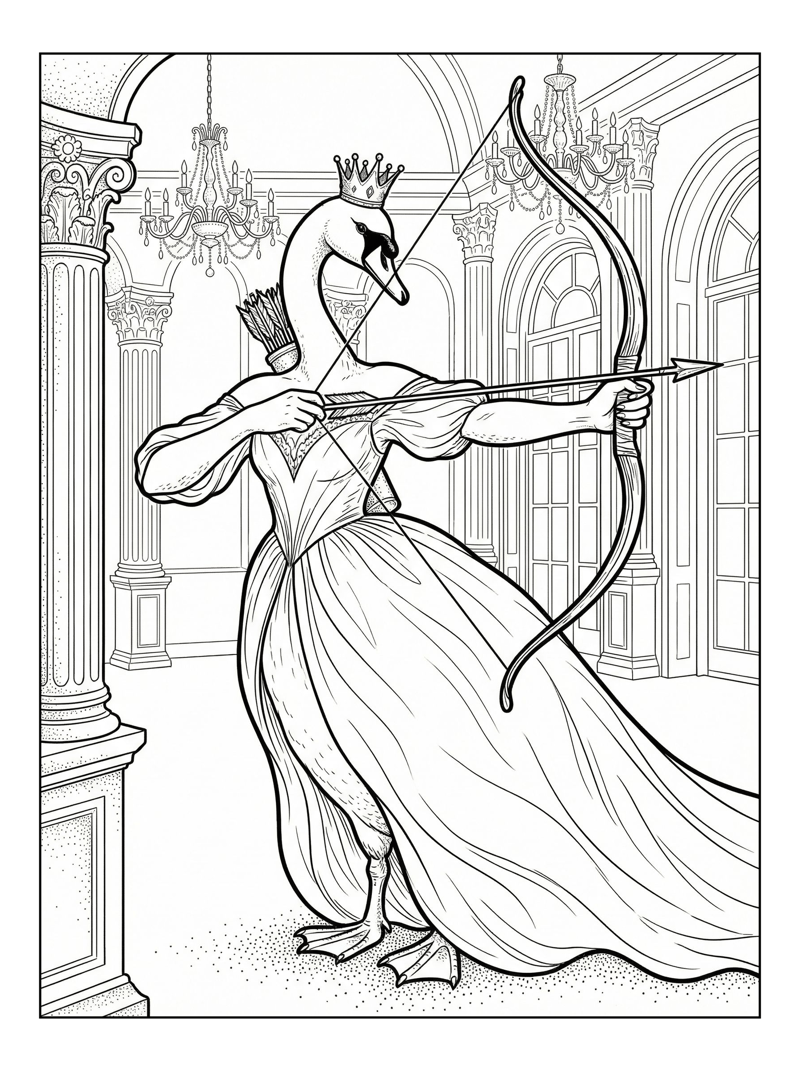 Swan Princess Aiming In Grand Ballroom