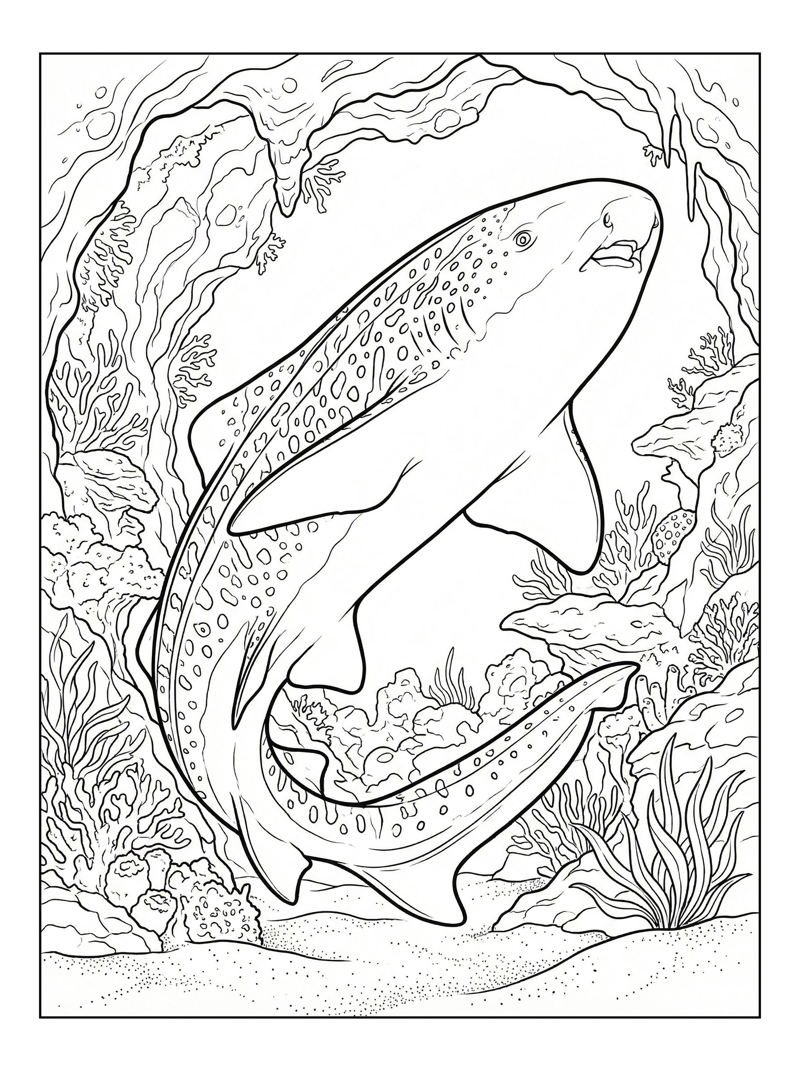 Leopard Shark Swimming Underwater Cave
