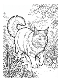 Maine Coon Cat Exploring In Garden