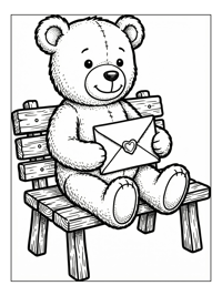 Teddy Bear Holds Letter On Bench