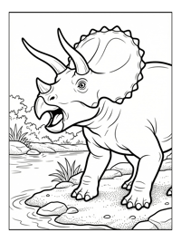 Triceratops Roaring Riverbank