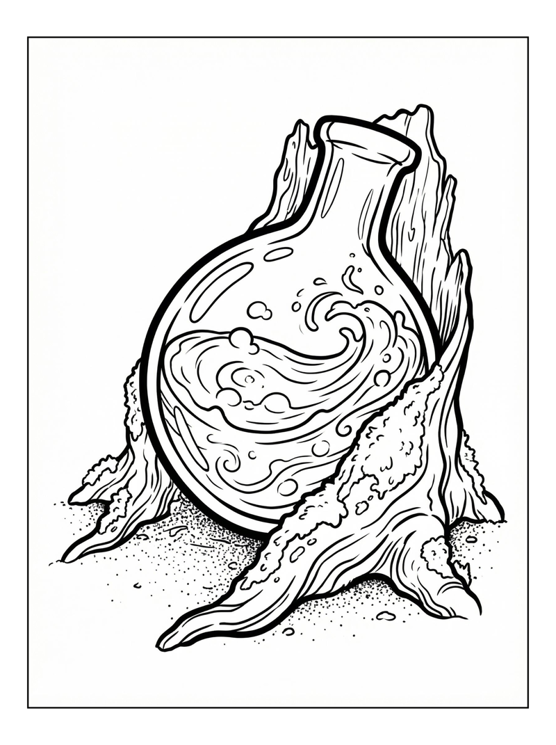 Potion Flask Churning Liquid Mossy Stump