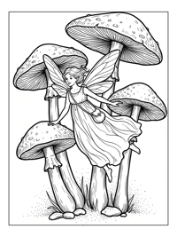 Tooth Fairy Flying Among Toadstools