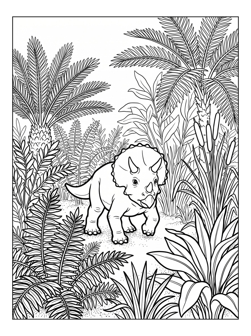 Hatchling Triceratops In Tropical Marsh