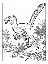 Velociraptor Jumps Over Riverbank