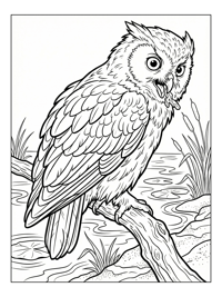 Alert Owl Pecking By Pond Branch