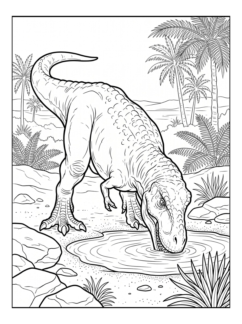 Tyrannosaurus Drinking Desert Oasis