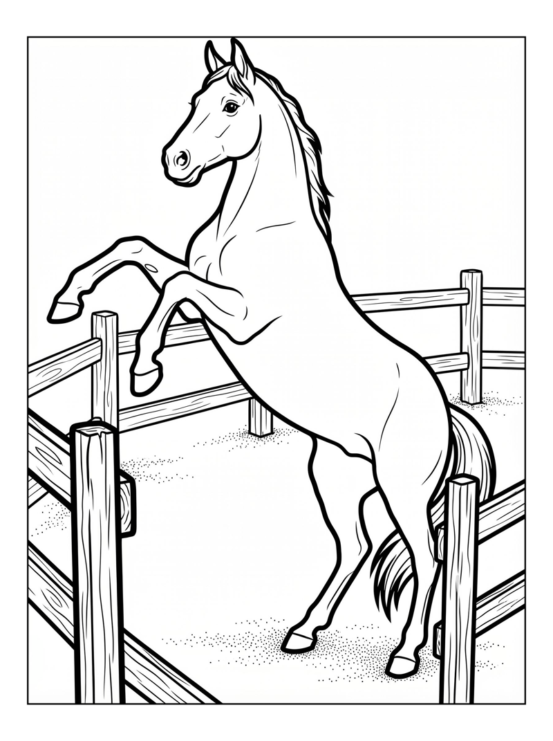 Mare Rearing At Wooden Fence