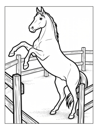 Mare Rearing At Wooden Fence