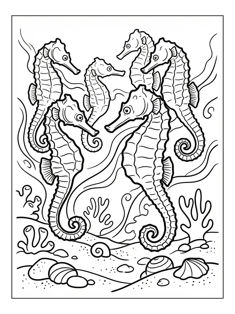 Seahorses Swimming Underwater Scene