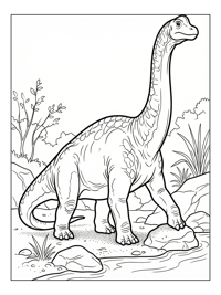 Brachiosaurus Walking By River Bank
