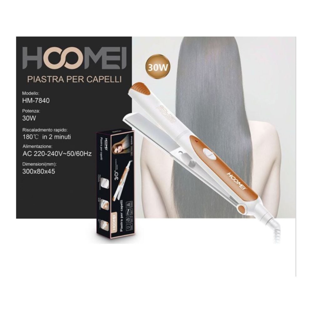 Hoomei HM-7840 Πρέσα Μαλλιών 30W με Κεραμικές Πλάκες - Λευκό | G for Gadget