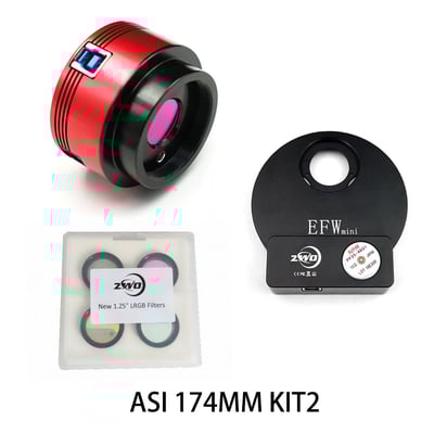 ZWO ASI174MM Monochrome Astronomy Camera with EFW Mini & 1.25" LRGB Filter Set - ASI174MM-KIT2