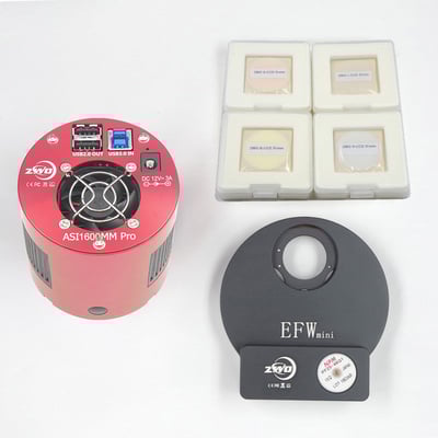 ZWO ASI1600MM Pro Monochrome Astronomy Camera with EFW Mini and 31mm LRGB Filter Set - ASI1600MMP-M2