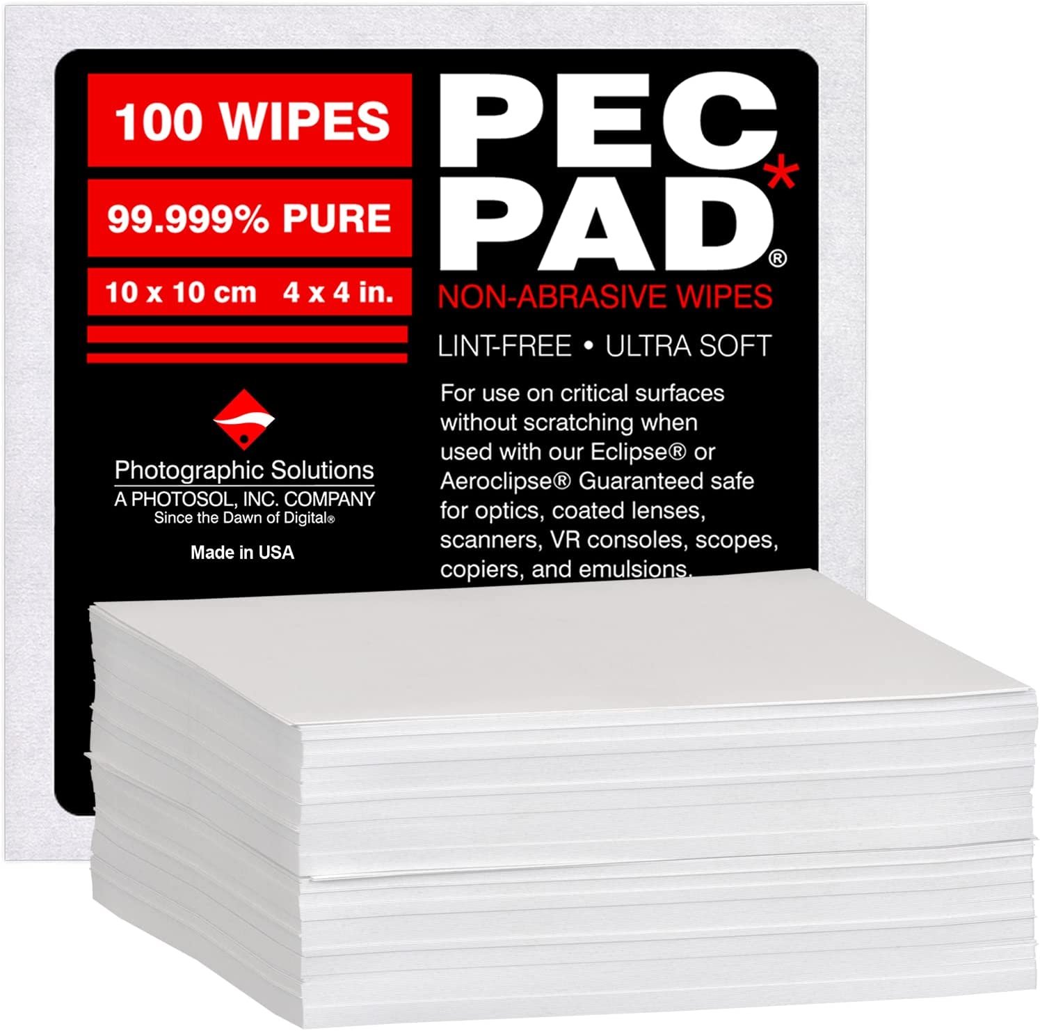 Photographic Solutions PEC*PAD Non-Abrasive Wipes 4" x 4"