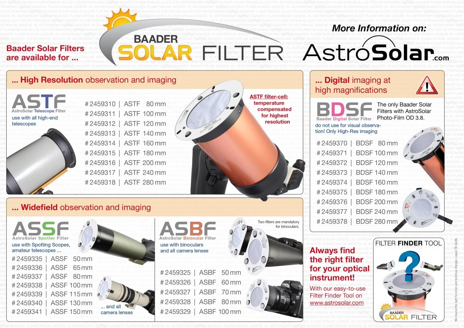 Baader AstroSolar Binocular Filters OD 5.0