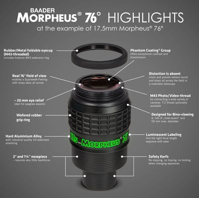 Baader 9mm Morpheus 76 Degree Eyepiece - 1.25" & 2"