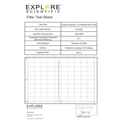 Explore Scientific Nebula Filter S-II 2-inch 6.5nm
