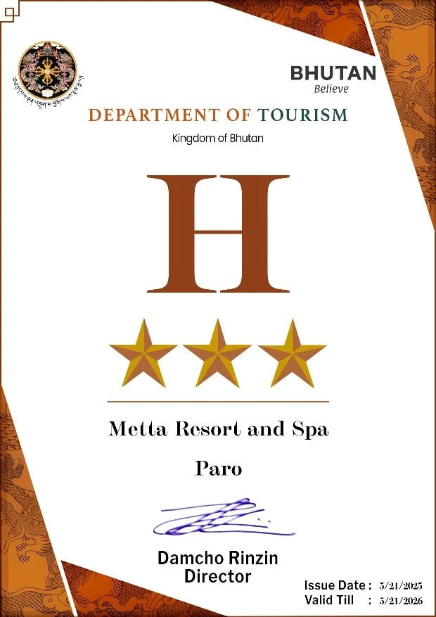 Metta Resort & Spa certificate