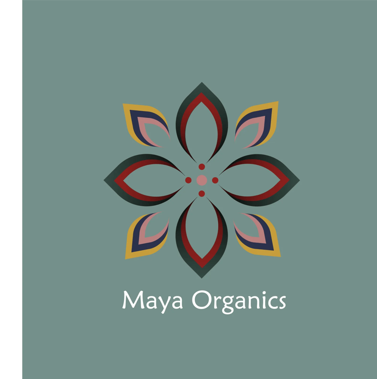 Maya Organics — mark and wordmark on sage