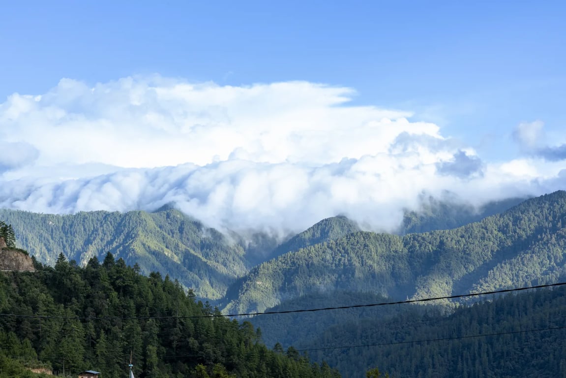 A sea of clouds below the pass