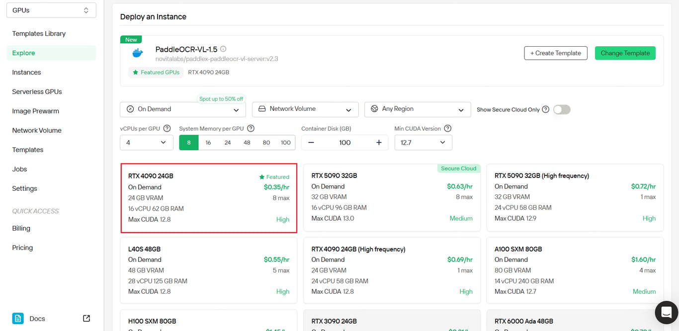 GPU infrastructure configuration on Novita AI